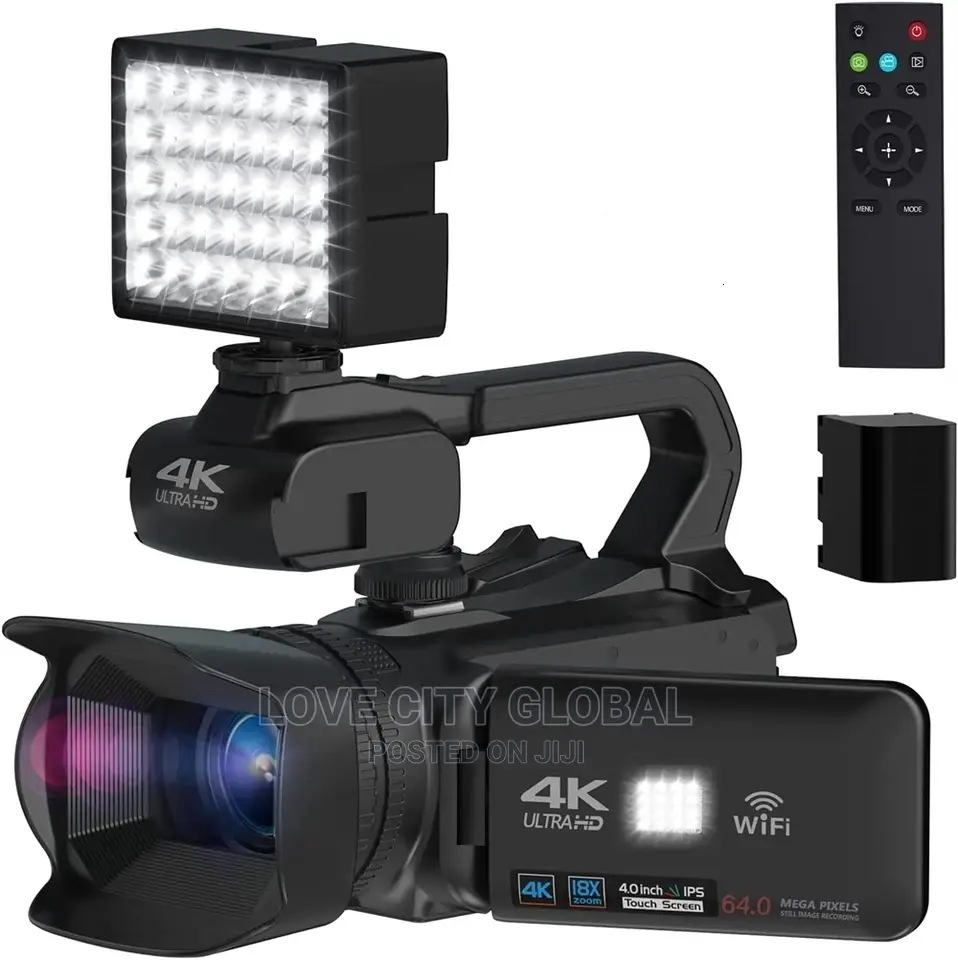 Auto Focus 4K Camcorder 18X Zoom 64MP Digital With 2 Battery