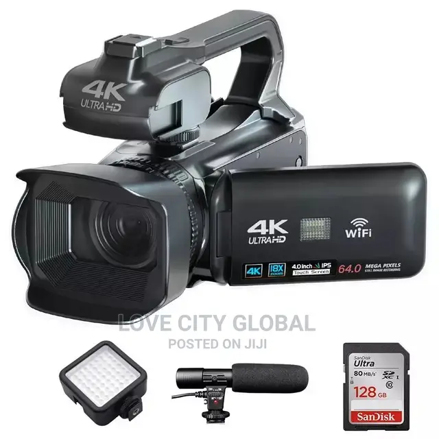 Auto Focus 4K Camcorder 18X Zoom 64MP Digital With 2 Battery