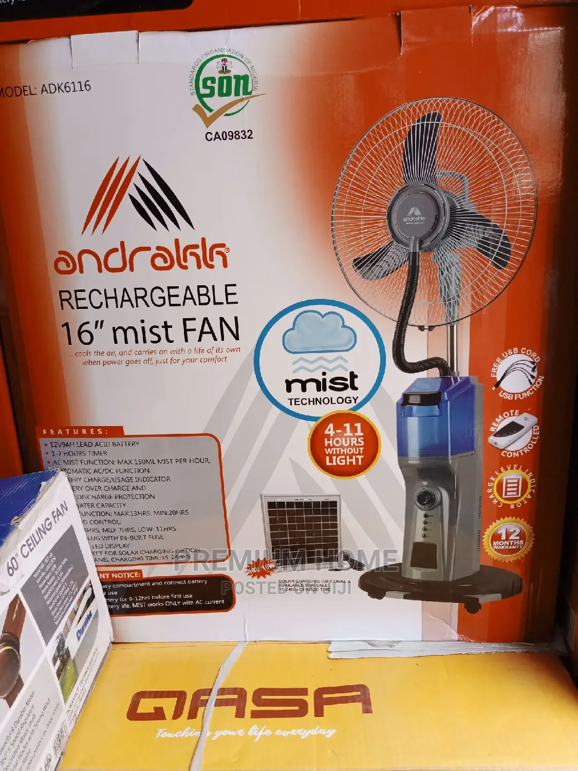Andrakk Rechargeable Mist Fan 16 Inches