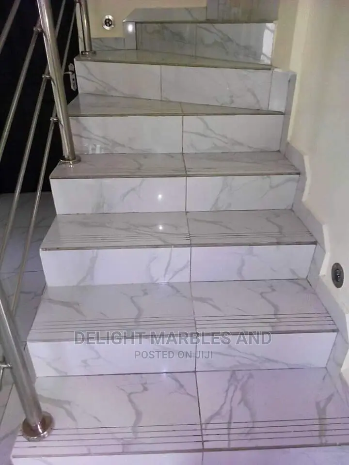 White Carrara Tiles for Staircase