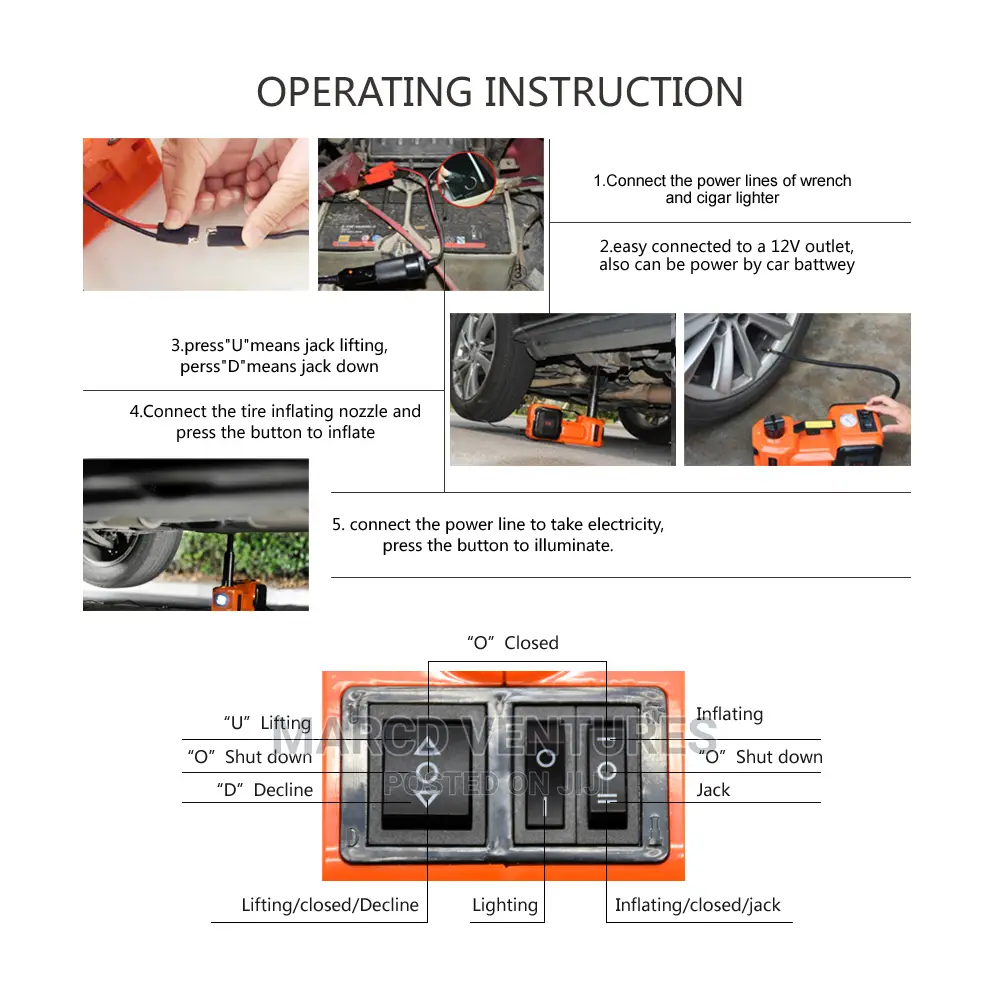 Electric Car Jack/Tyre Inflator/Wheel Scanner