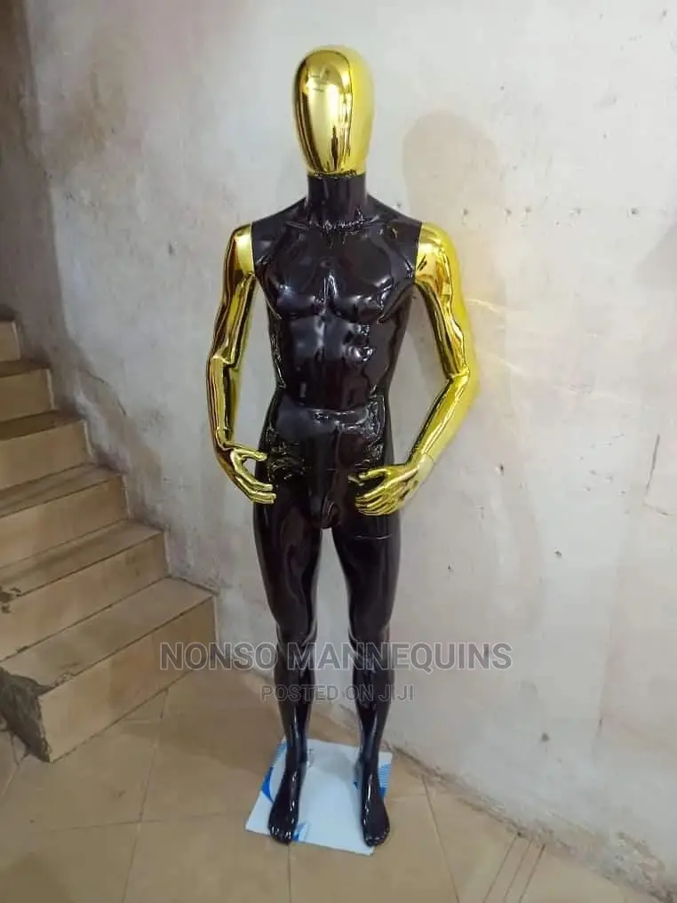 Gold And Glossy Black Faceless Male Display Mannequin