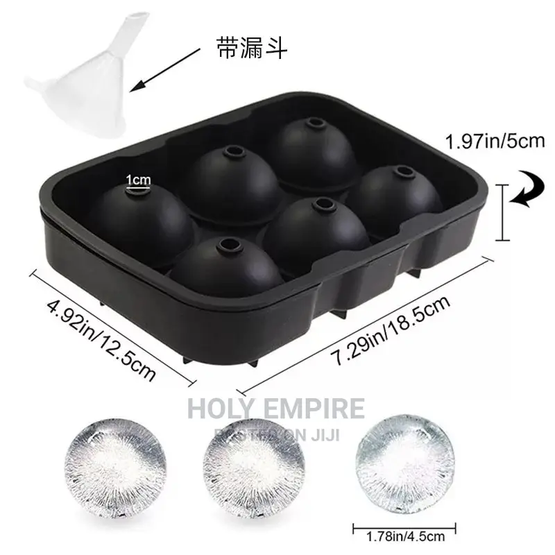 6 Holes Round Silicone Ice Cube Tray Mold Ball Ice Cube Ball