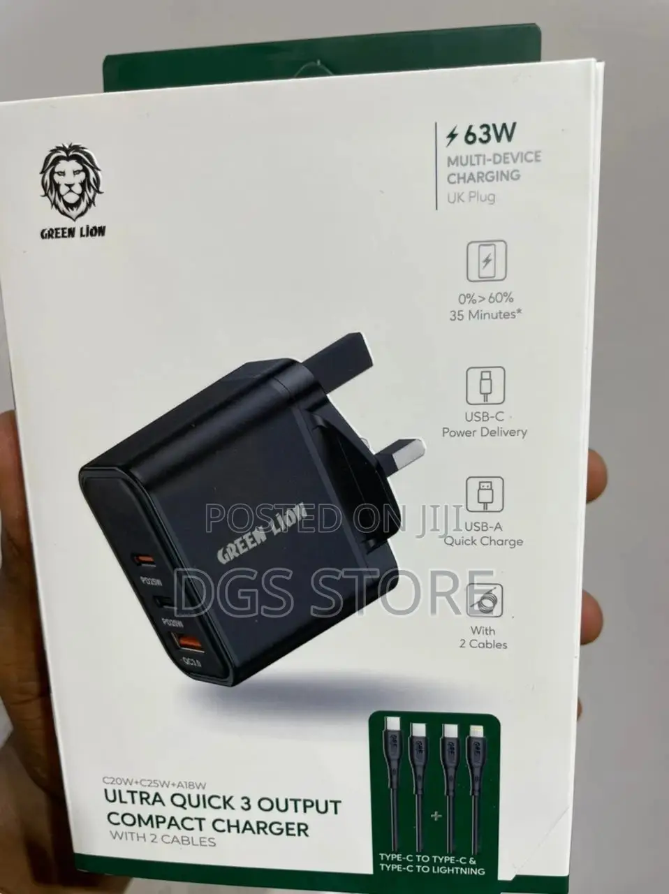 Green Lion Ultra Quick 3 Output Compact 63w Charger