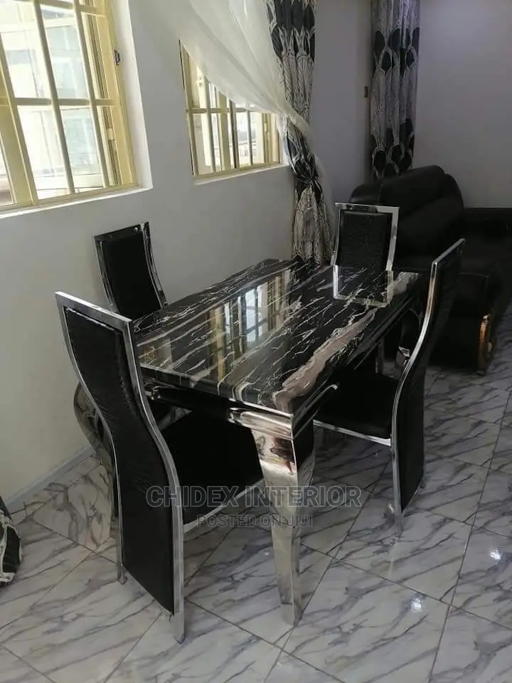 Quality 4 Seaters Marble Top Dining Table Set.