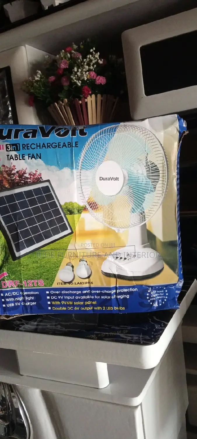 Duravolt Rechargeable Table Fan