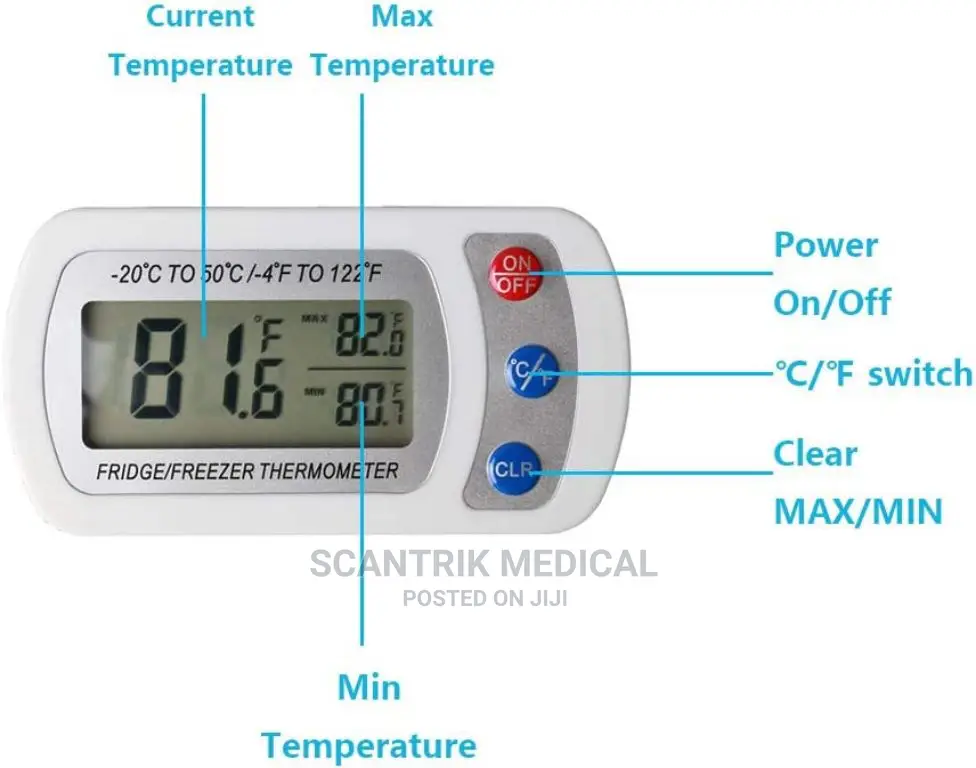Quality White Fridge Freezer Thermometer