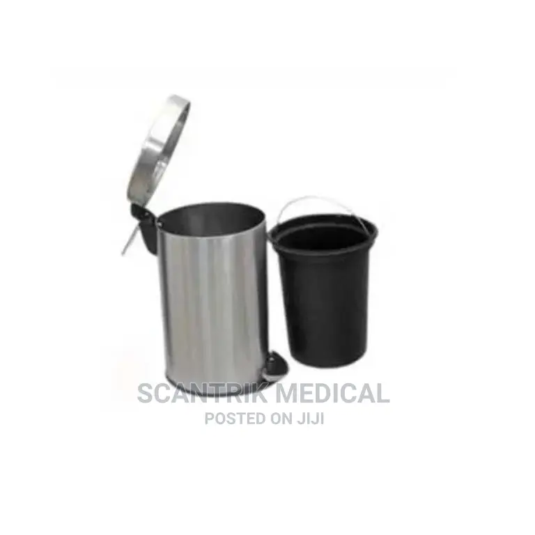 Portable Stainless Steel Plain Pedal Bin With Plastic Bucket