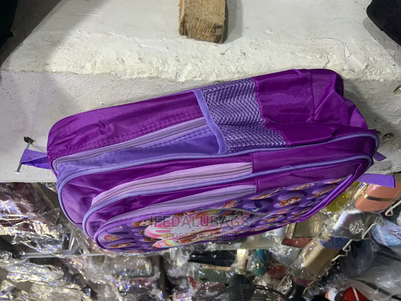 Purple Cartoon Character Medium Size School Bag