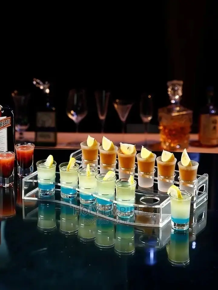 Acrylic Shot Glass Holder Display Rack Drinks Cup 6 Holes