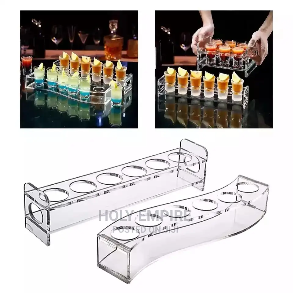Acrylic Shot Glass Holder Display Rack Drinks Cup 6 Holes