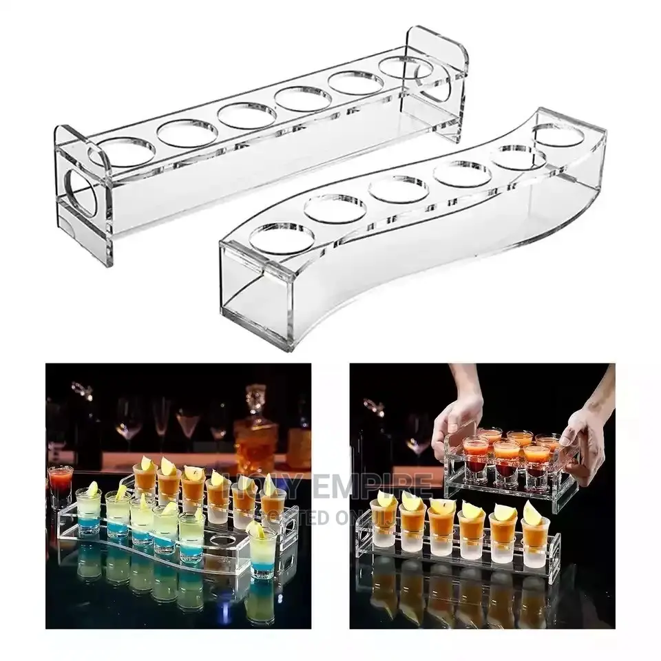 Acrylic Shot Glass Holder Display Rack Drinks Cup 6 Holes