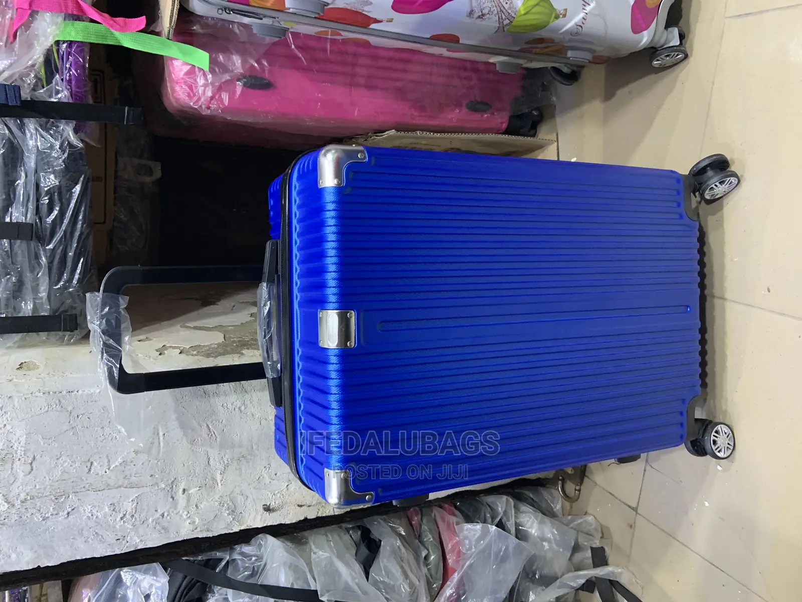 Medium Size Blue Light Weight Plastic Traveling Luggage