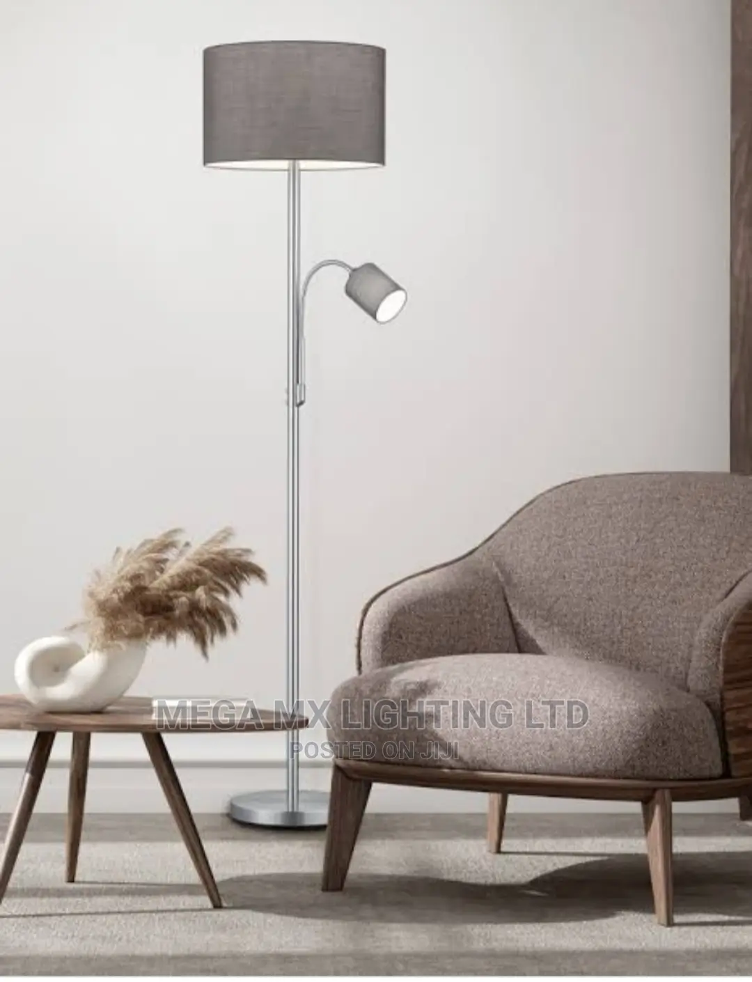 TRIO Ultra Modern Simple Floor Lamp. Polished Satin Nickel.