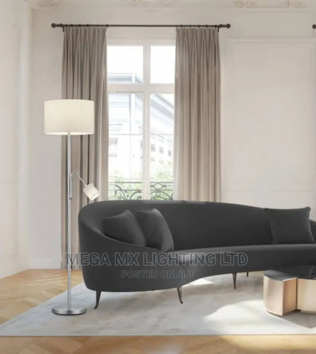 TRIO Ultra Modern Simple Floor Lamp. Polished Satin Nickel.