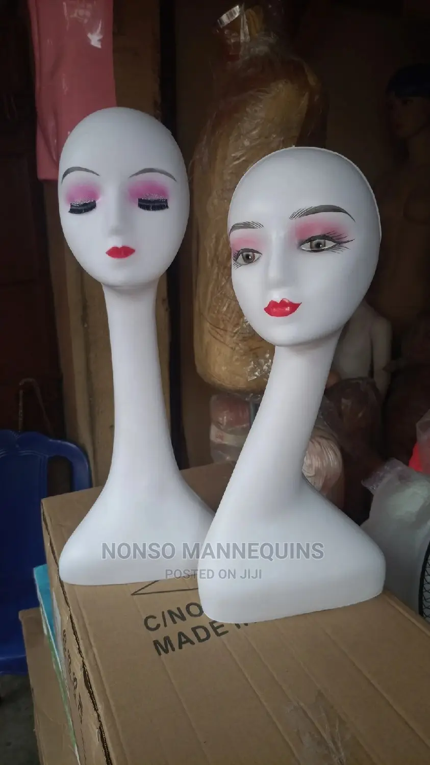 White Long Neck Mannequin Heads