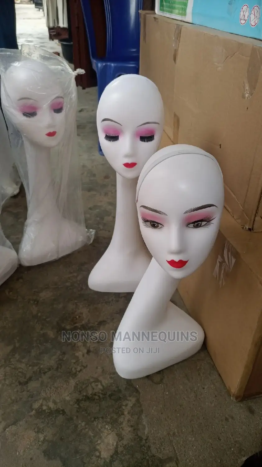 White Long Neck Mannequin Heads