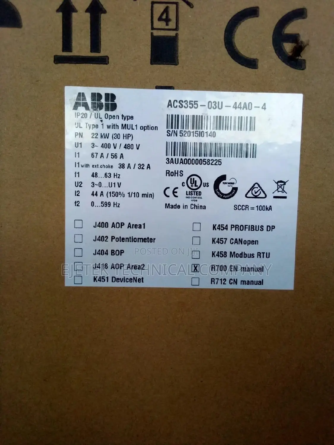 Abb Inverter (Vfd) 22kw/30hp