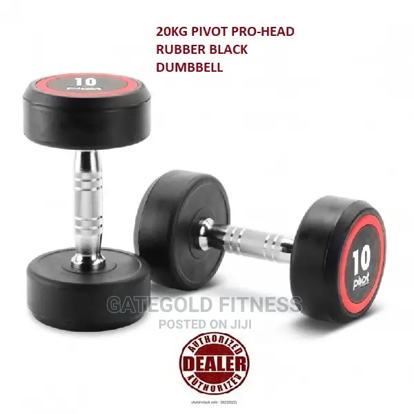 D2250.20 PRO Round Head Rubber Dumbbell 20kg [Pair]