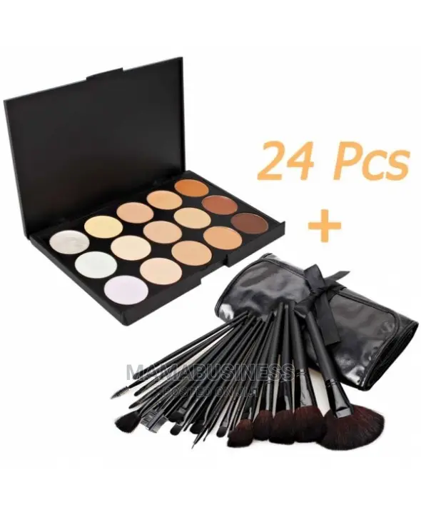 24pcs Makeup Brushes + 15 Colors Concealer Makeup Pallete
