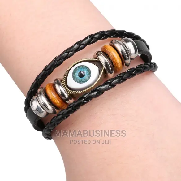 2PC Turkey Eye Braided Rope Bracelet - Black/Brown