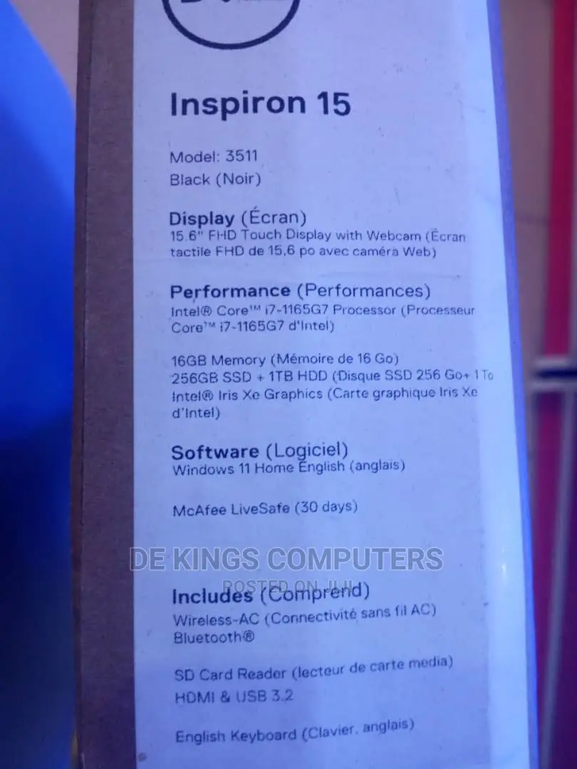 New Laptop Dell Inspiron 15 16GB Intel Core I7 SSD 1T