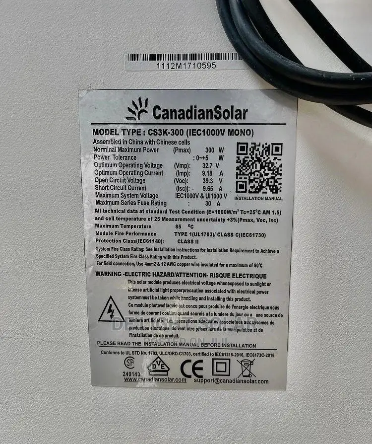 Quality 300W Canadian Mono Crystalline Solar Panels. 