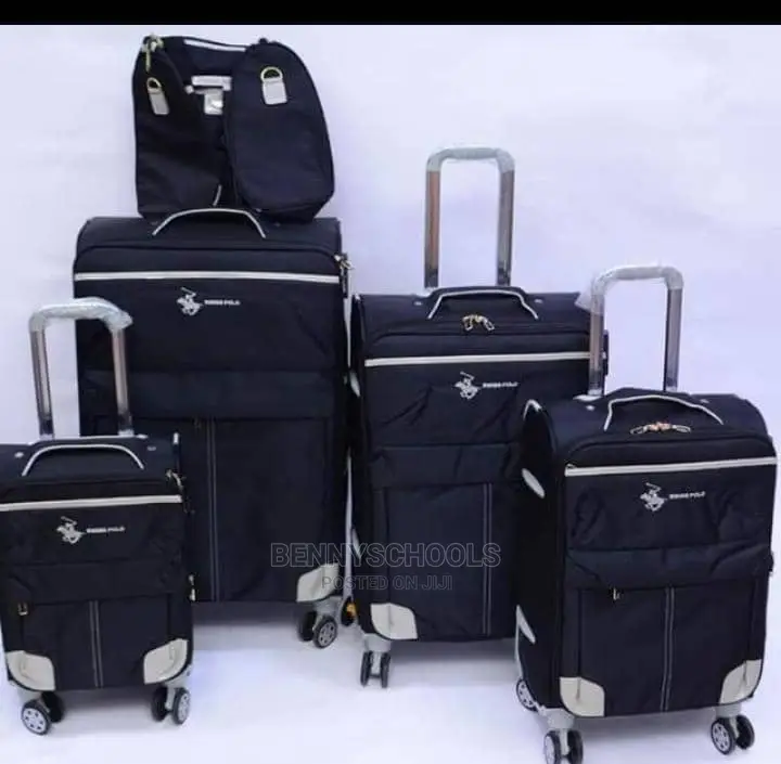 Set of 5 Black Swiss Polo Traveling Luggage Boxes