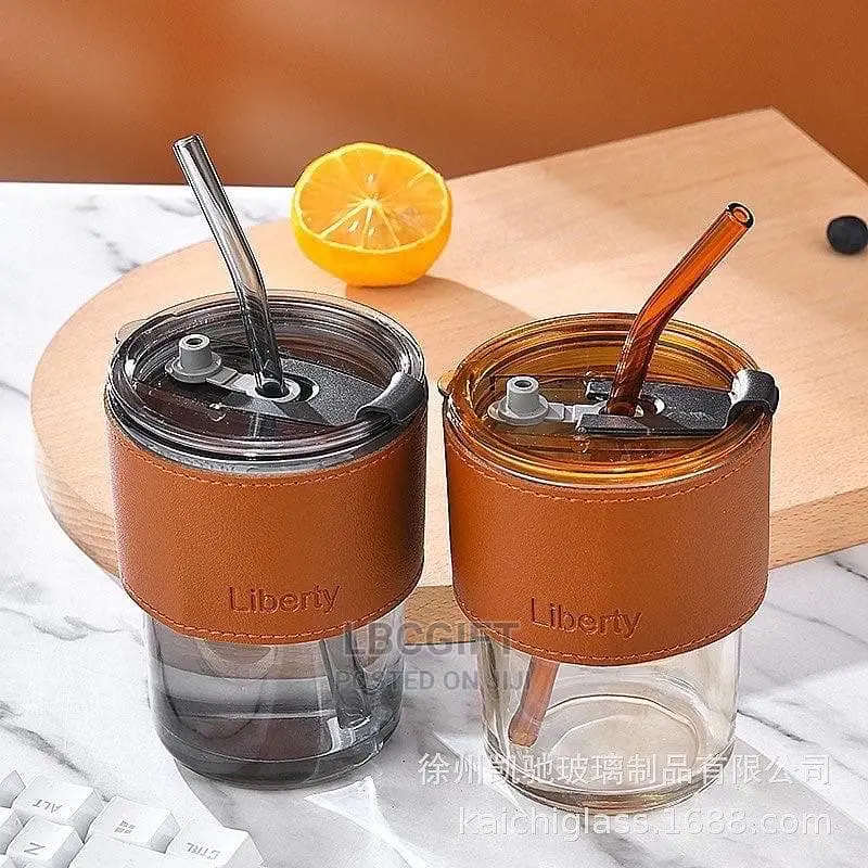 Unique Glass Cup With Straw (Wholesales Only)