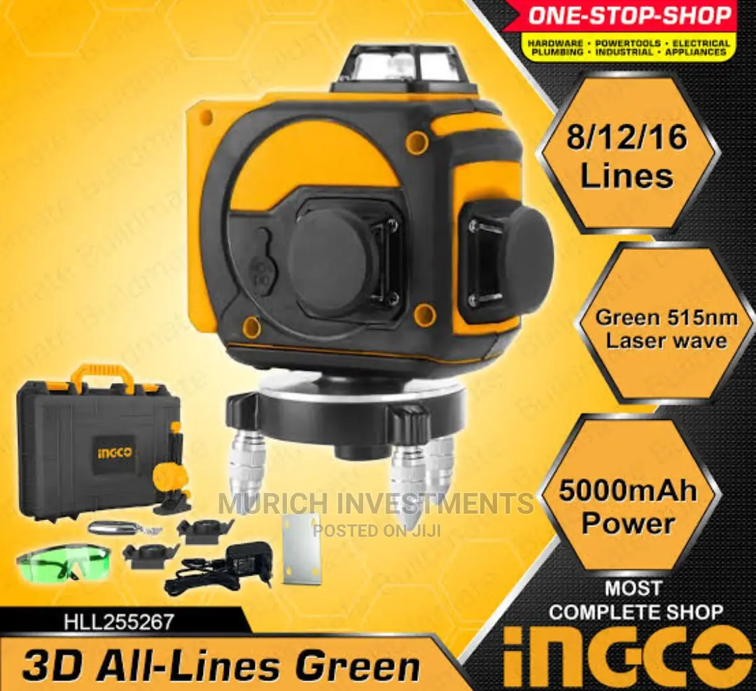 Ingco 3D All Lines 8/12/16 Lines Green Laser Level 0-30m