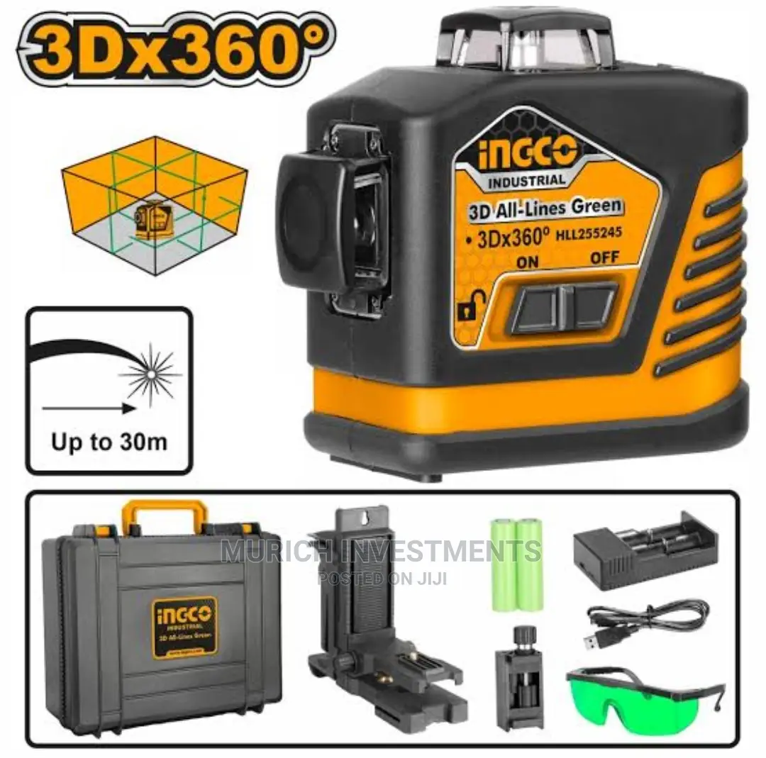 3D Green Self-Levelling 3600 Laser Level Ingco Hll255245