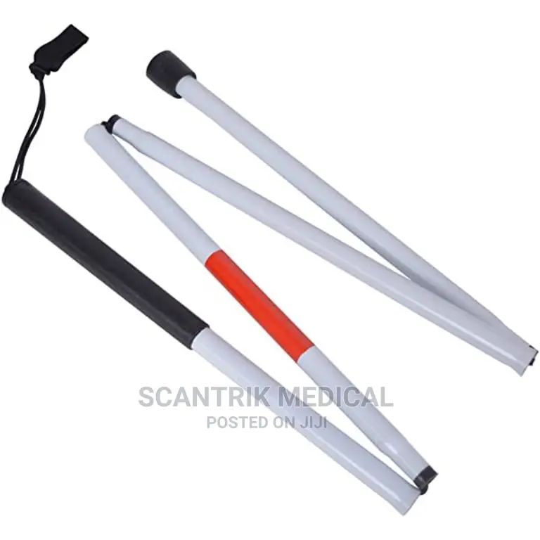 Quality Folding Blind Cane With Red End and White Stick