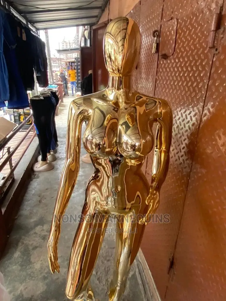 Female Size 12 Gold Chrome Display Mannequin With Big Boobs