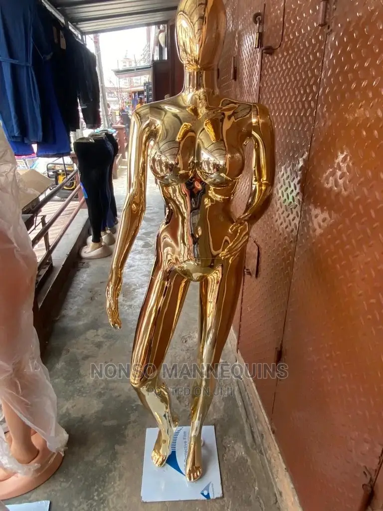 Female Size 12 Gold Chrome Display Mannequin With Big Boobs