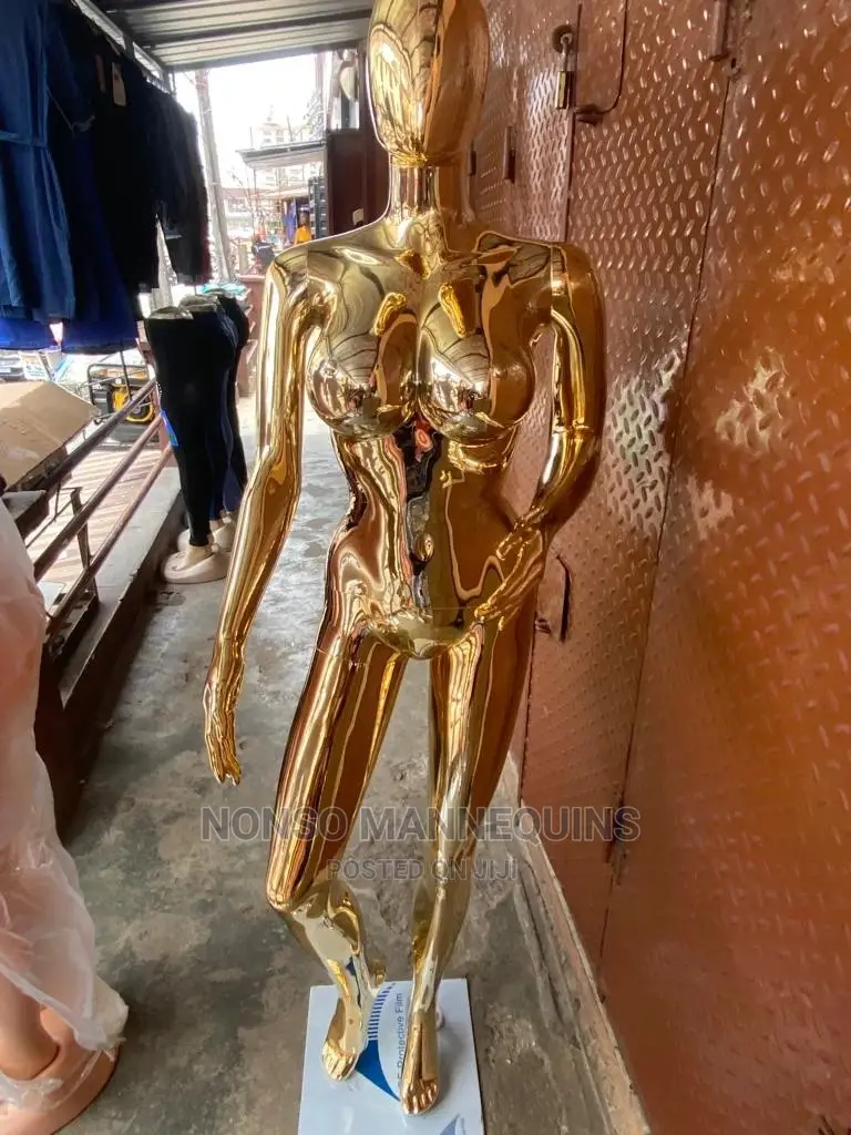 Female Size 12 Gold Chrome Display Mannequin With Big Boobs