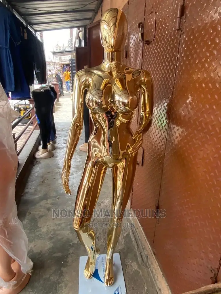 Female Size 12 Gold Chrome Display Mannequin With Big Boobs