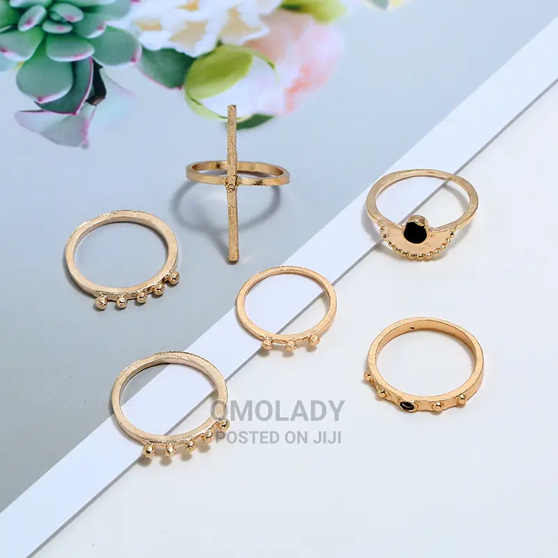 6pc Gold Plated Knuckle Ring Set