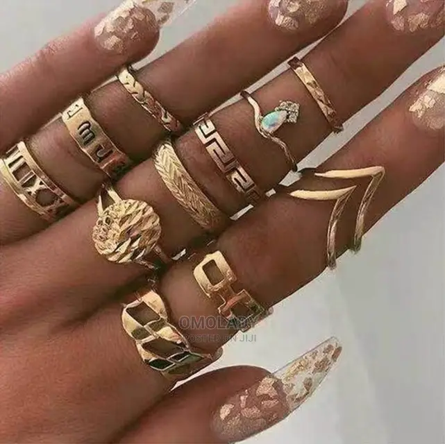 11pc Gold Plated Knuckle Ring Set