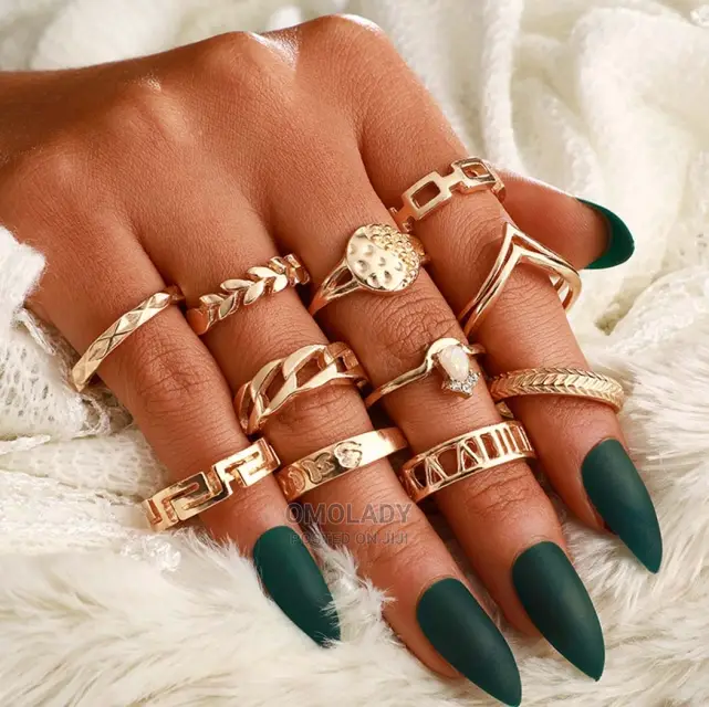 11pc Gold Plated Knuckle Ring Set