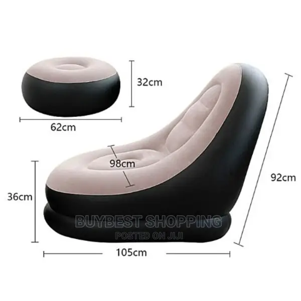 Inflated Sofar Air Chair With Footrest, Plus Electric Pump