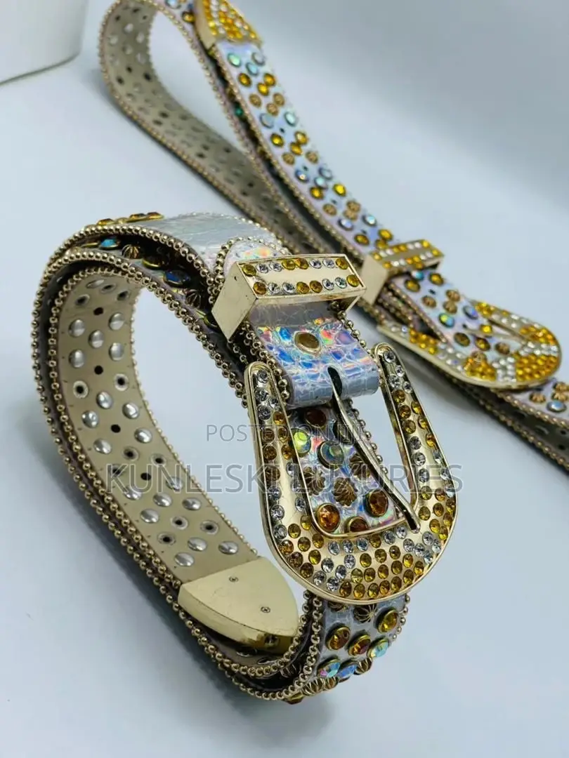 Original Designer Leather Stone Belt Collection Available