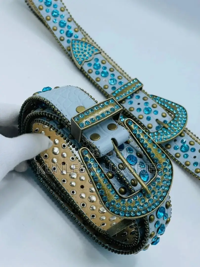 Original Designer Leather Stone Belt Collection Available