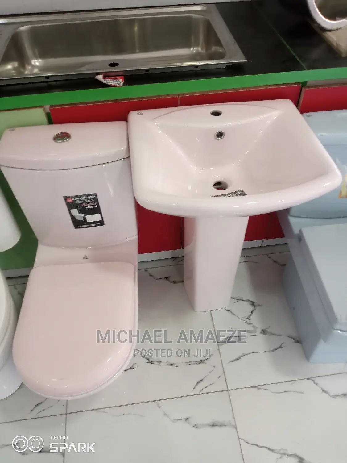 Sweet Home Blue and Pink Water Closet