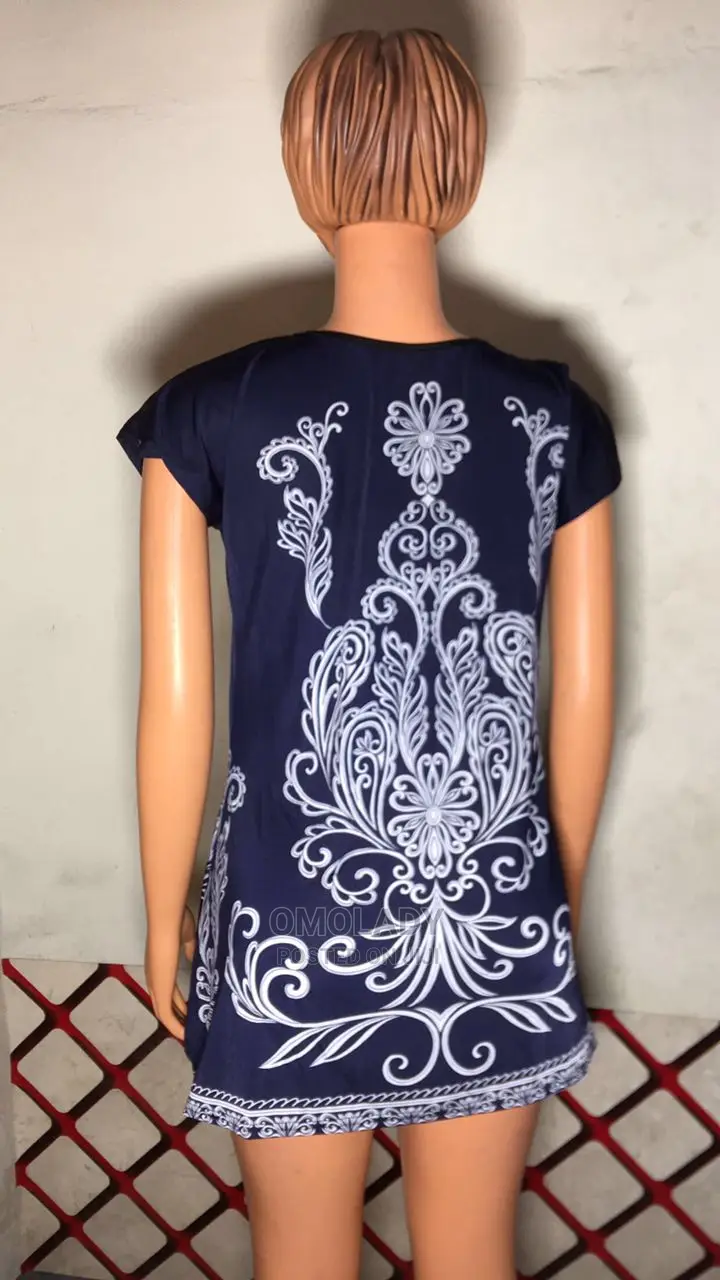 Ice Silk Ladies Printed Top- Blue