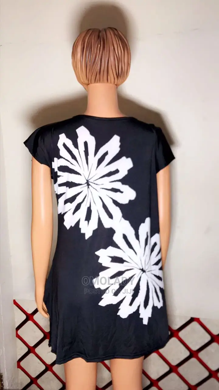 Black Ladies Double Flower Print Ice Silk Top Blouse