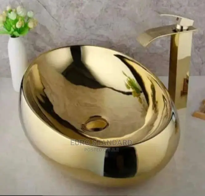 Egg Shaped Gold Basin With Long Mixer