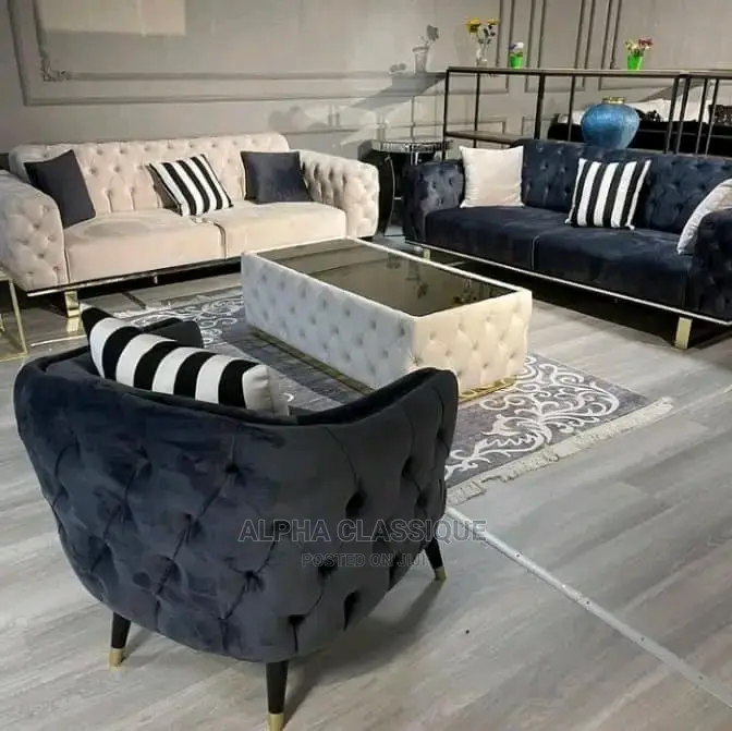 Luxury 7 Seater Living Room Fabric Made Royal Sofa Chair.