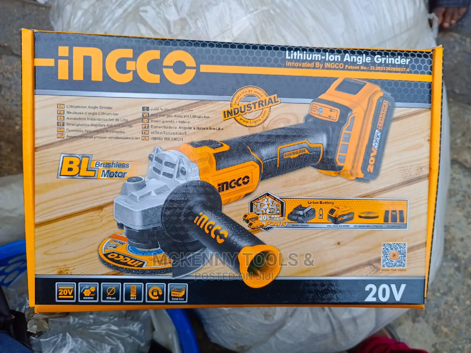 Ingco Cordlessr Li-Ion Brushless Angle Grinder 4inch 20v