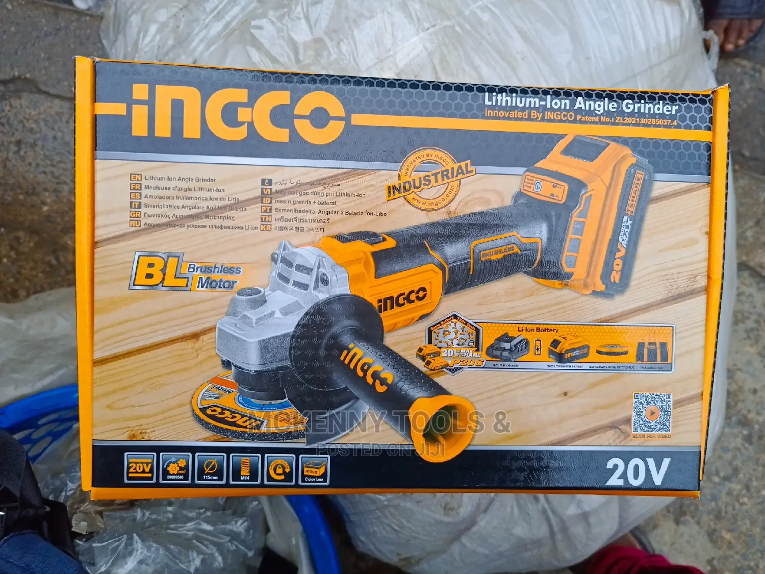 Ingco Cordlessr Li-Ion Brushless Angle Grinder 4inch 20v