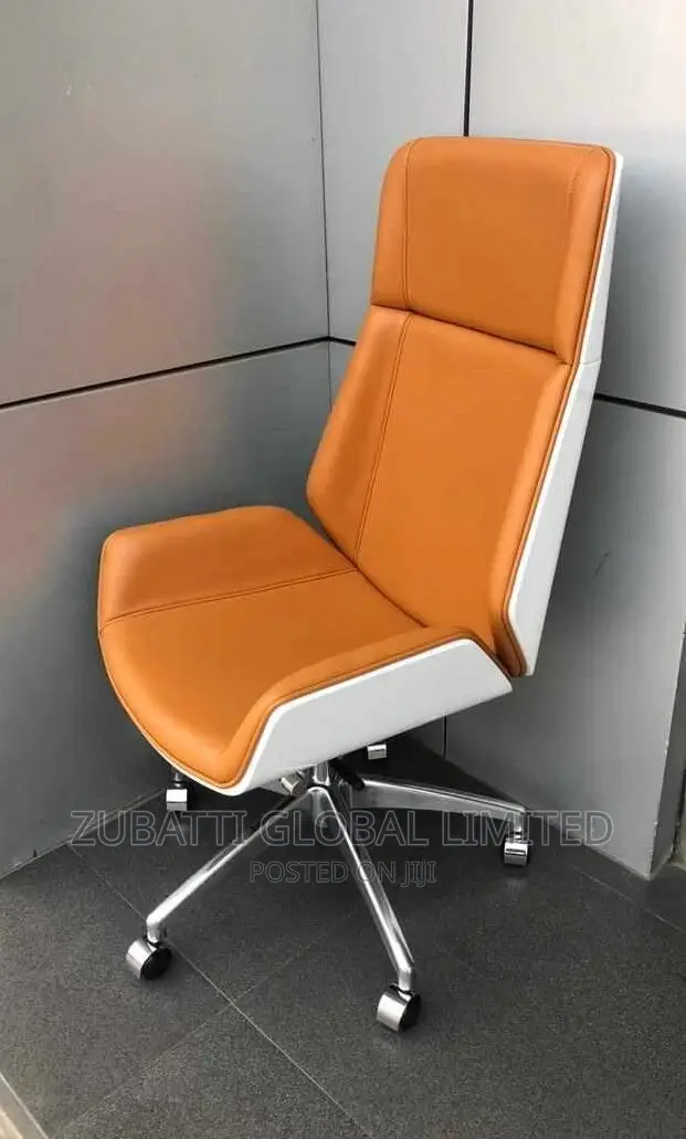 Swivel Leather Office Chair With Wooden Back / Imported Swivel Chair